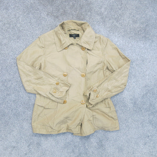 Talbots Womens Blazer Coat Double Breasted Long Sleeves Pockets Khaki Size 6P