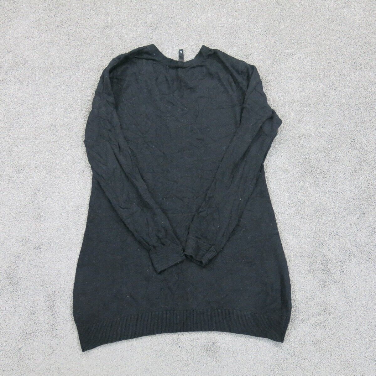 Unbranded Women Cardigan Knitted Sweater Long Sleeve 2 Hand Pocket Black Size 6