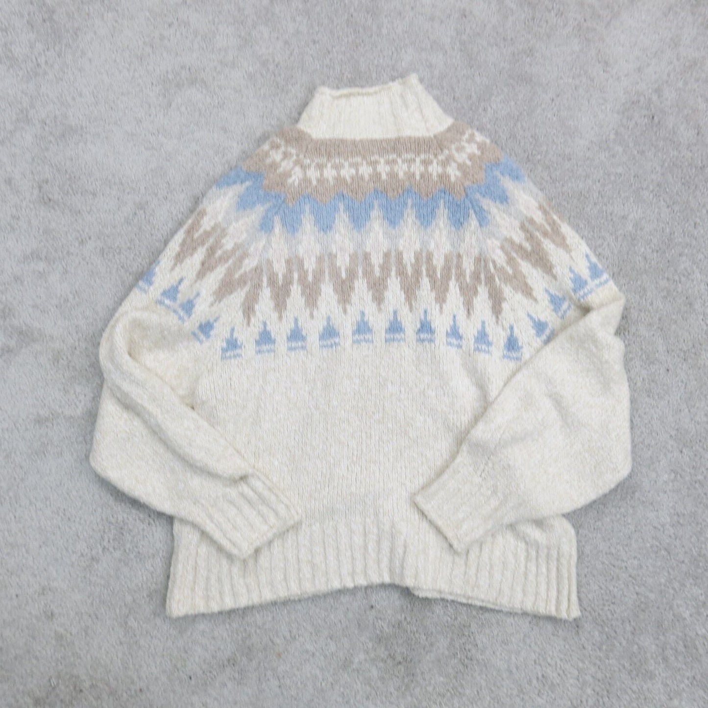 American Eagle Womens Sweater Knitted Pullover Long Sleeve Beige Blue Size XL