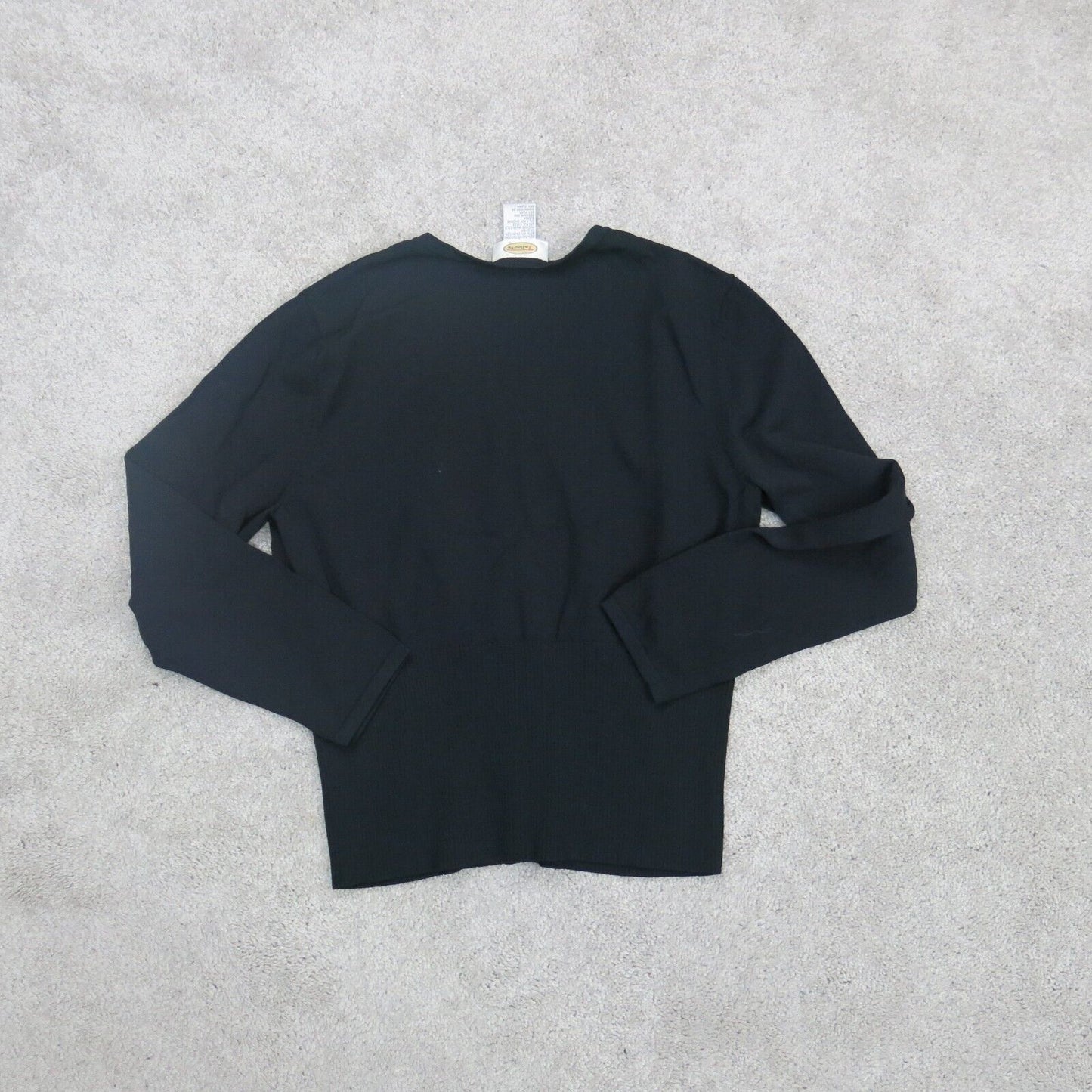 Talbots Womens Cardigan Sweater Front Button Long Sleeves Black Size ?