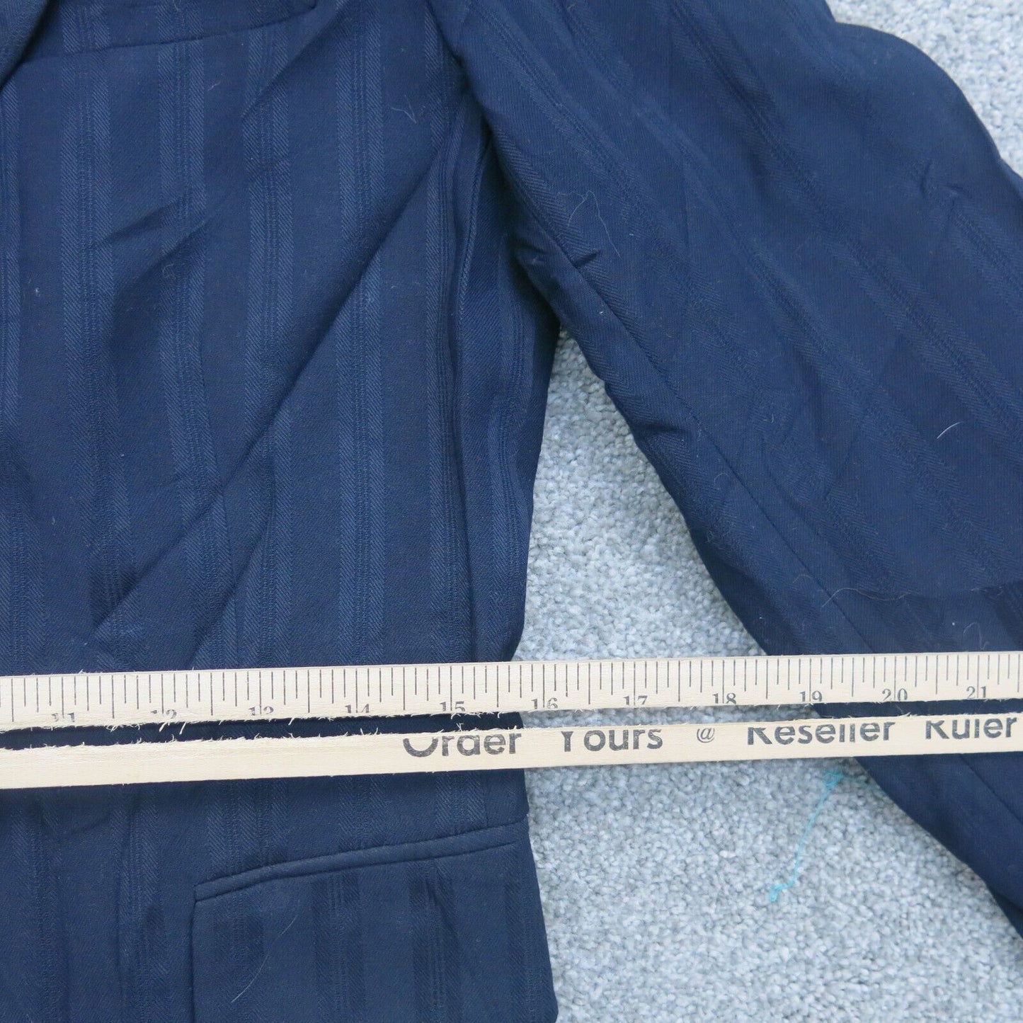 Tahari Womens Blazer Coat Long Sleeves Single Breasted Pockets Navy Blue Size 8