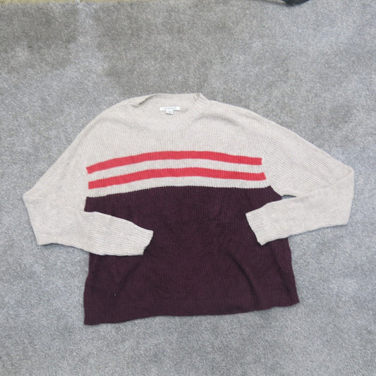 American Eagle Womens Pullover Knitted Sweater Long Sleeves Ivory Size Small