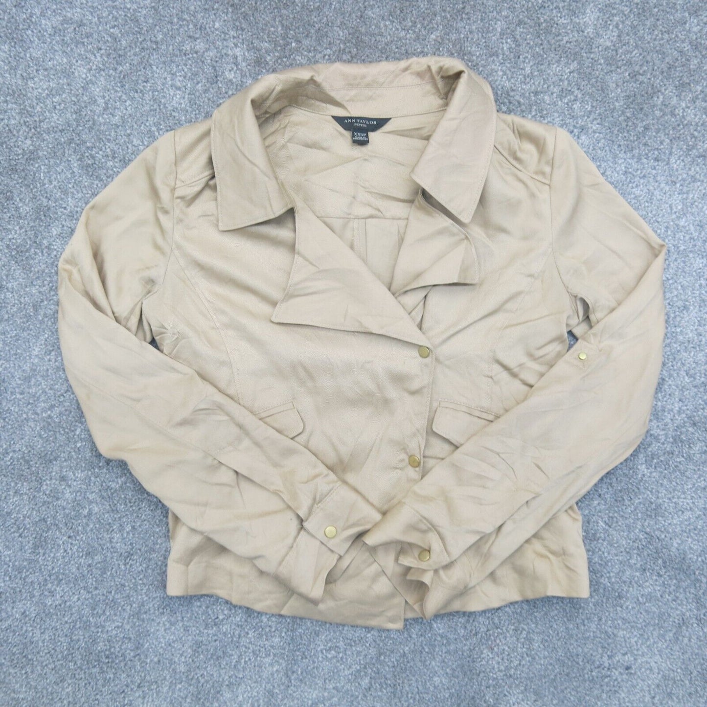 Ann Taylor Womens Pea Coat Single Breasted Long Sleeves Pockets Beige Size XXSP
