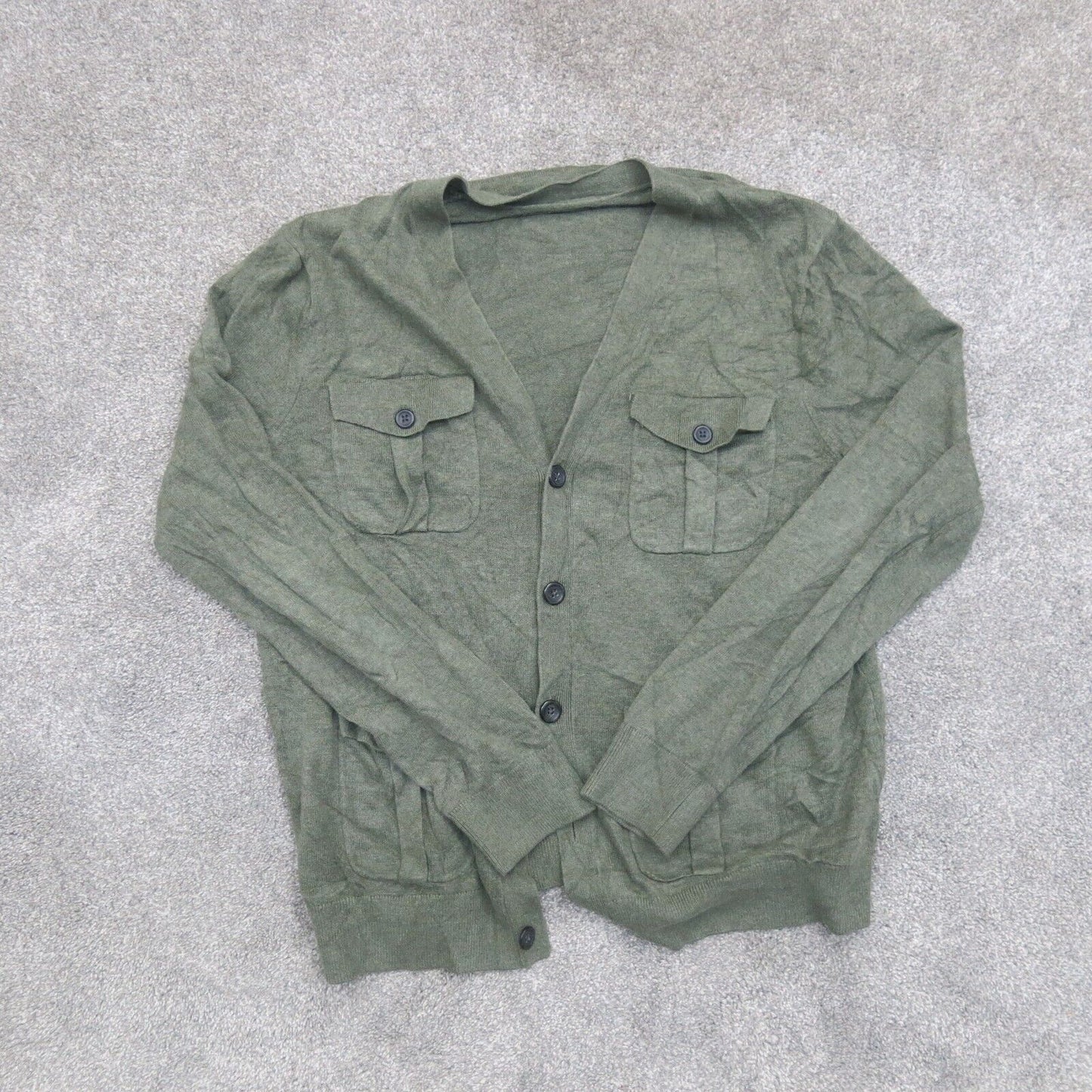 Banana Republic Women Cardigan Sweater Long Sleeve Pockets Olive Green SZ Medium