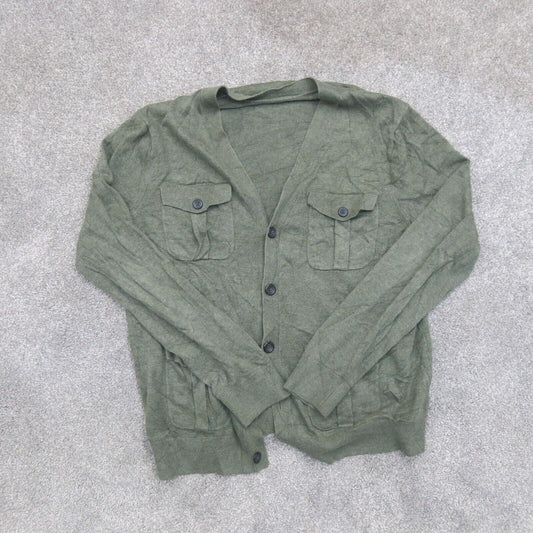 Banana Republic Women Cardigan Sweater Long Sleeve Pockets Olive Green SZ Medium