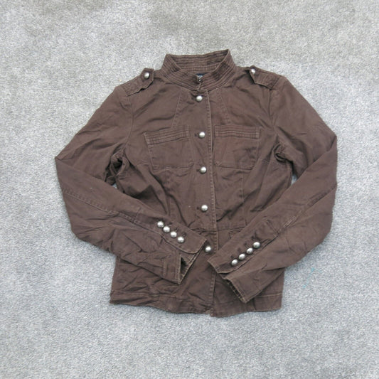 Mossimo Womens Shirt Jacket Button Up Long Sleeves Chest Pockets Brown SZ Small