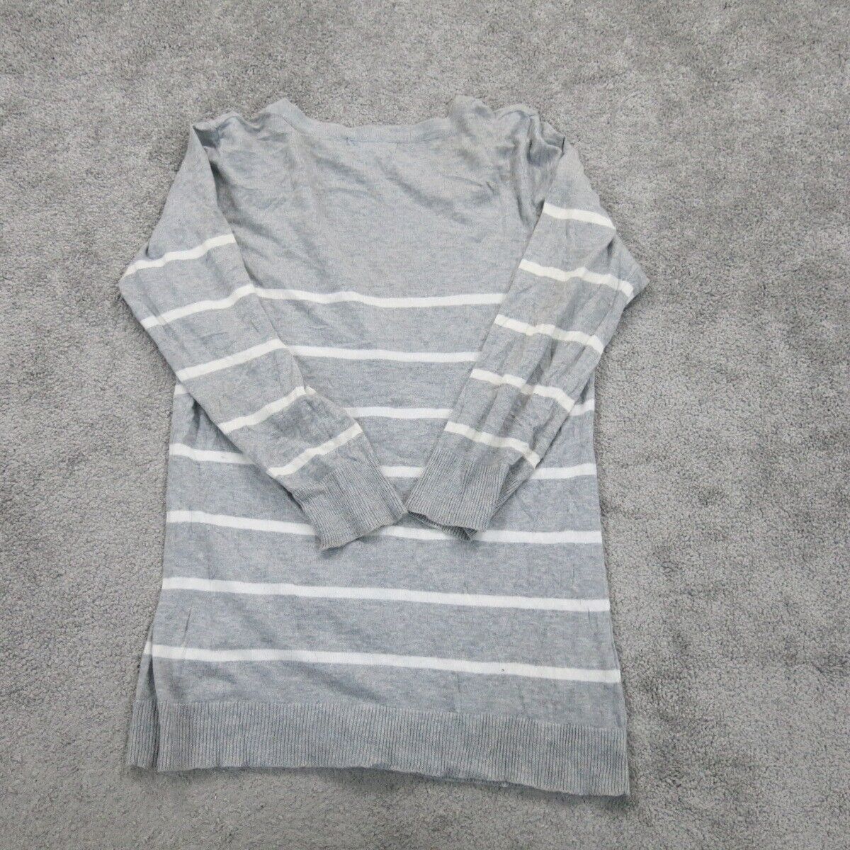 The Limited Womens Cardigan Sweater Stretch 3/4 Sleeves Striped Gray Size Medium