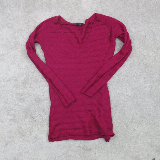 Mossimo Womens Sweater Knitted Pullover Long Sleeves V Neck Red Size X Large