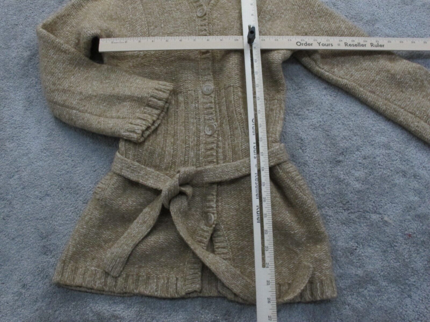J. Crew Women Knitted Kaftan Robs Long Sleeves Tie Waist Beige Size Petite Small