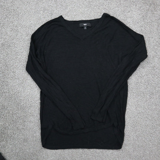 Mossimo Womens Pullover Sweater Knitted Long Sleeves V Neck Black Size Small