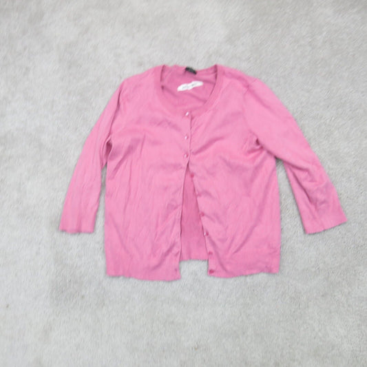 Talbots Womens Cardigan Sweater Jeannette Thomas Pima Cotton Pink SZ ?