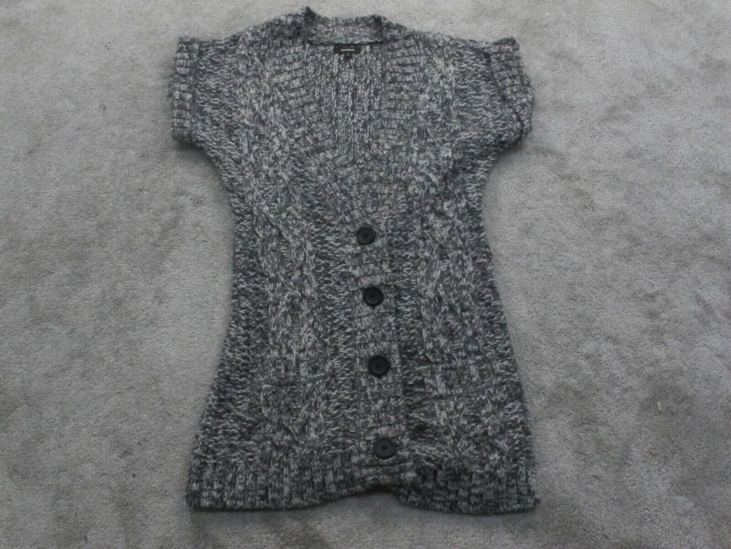 Express Womens Cardigan Sweater Front Button Front Button Cap Sleeves Gray SZ M