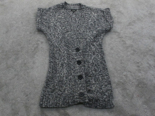 Express Womens Cardigan Sweater Front Button Front Button Cap Sleeves Gray SZ M