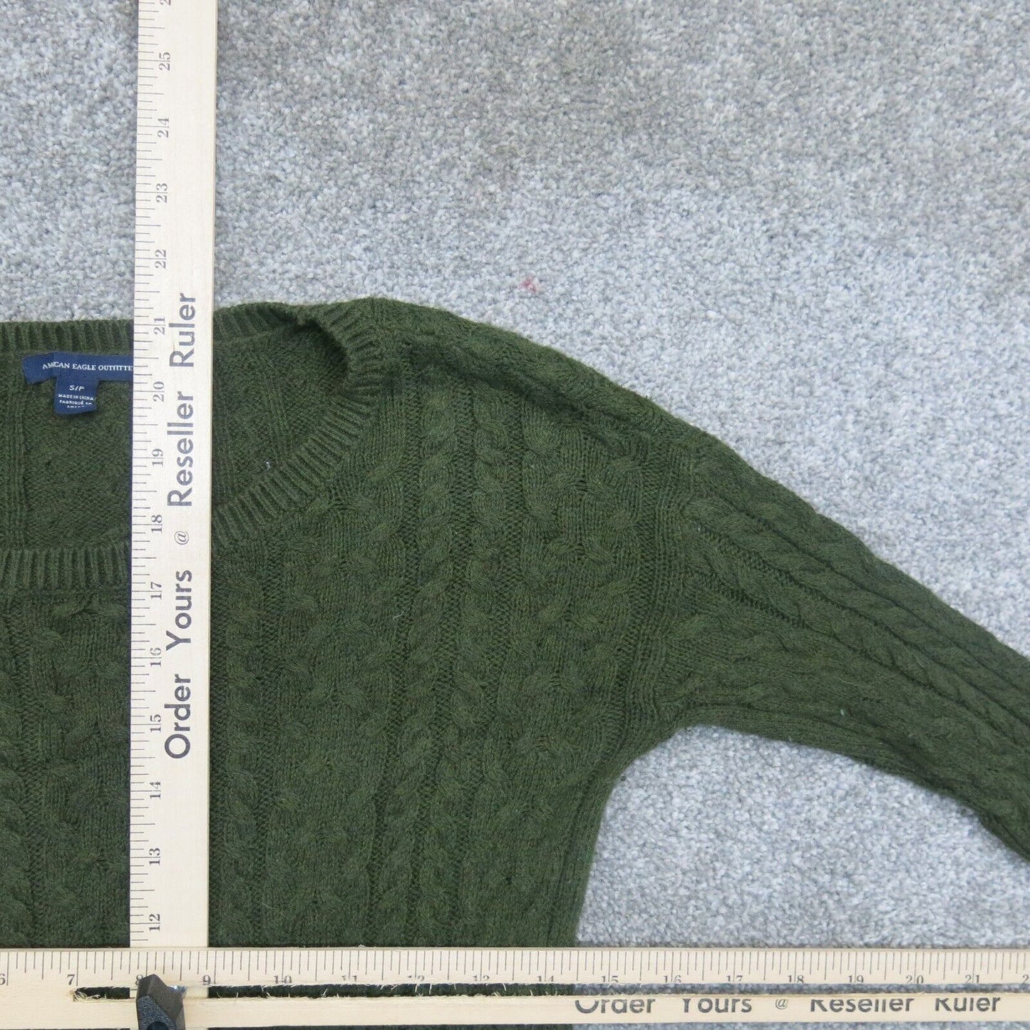 American Eagle Women Pullover Sweater Knitted Long Sleeves Olive Green Size S/P