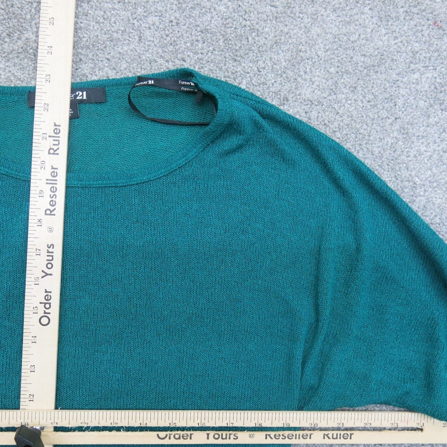 Forever 21 Womens Blouse Top Knitted Short Sleeves Round Neck Aqua Blue Size S/P