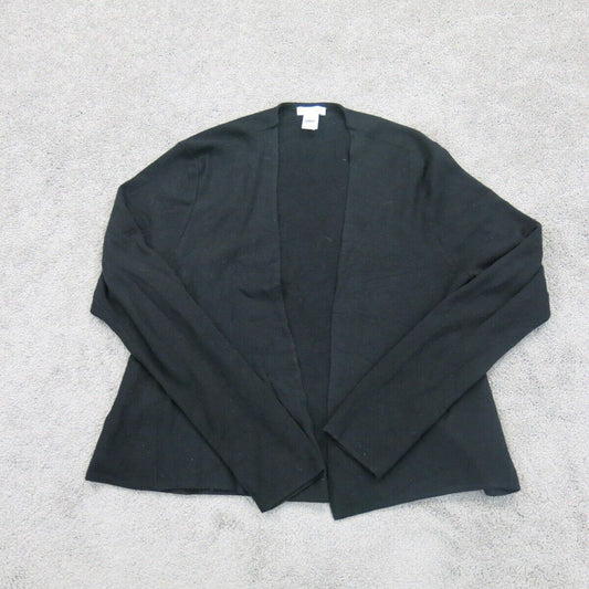 J Jill Womens Open Front Cardigan Sweater Knitted Long Sleeve Black Size Small
