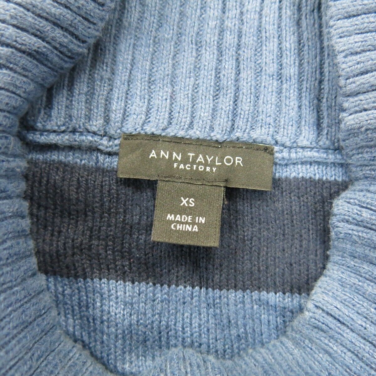 Ann Taylor Women Pullover Knitted Sweater Striped Long Sleeves Blue Size X Small