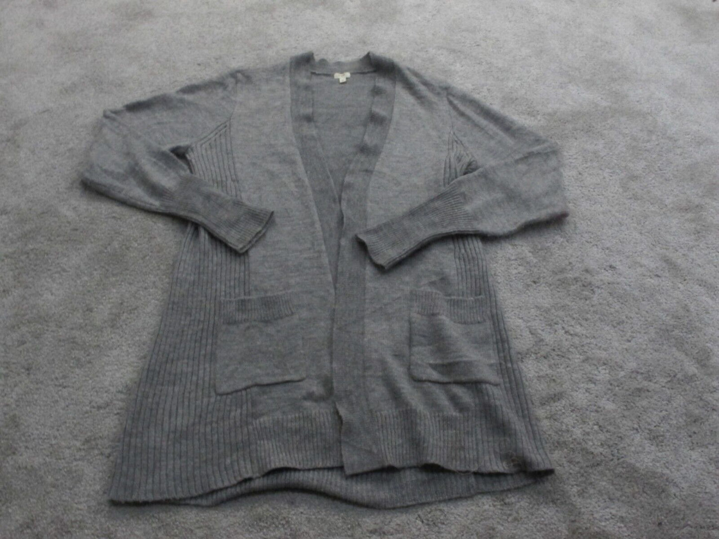 J. Crew Womens Cardigan Knitted Sweater Open Front Long Sleeves Gray Size Medium