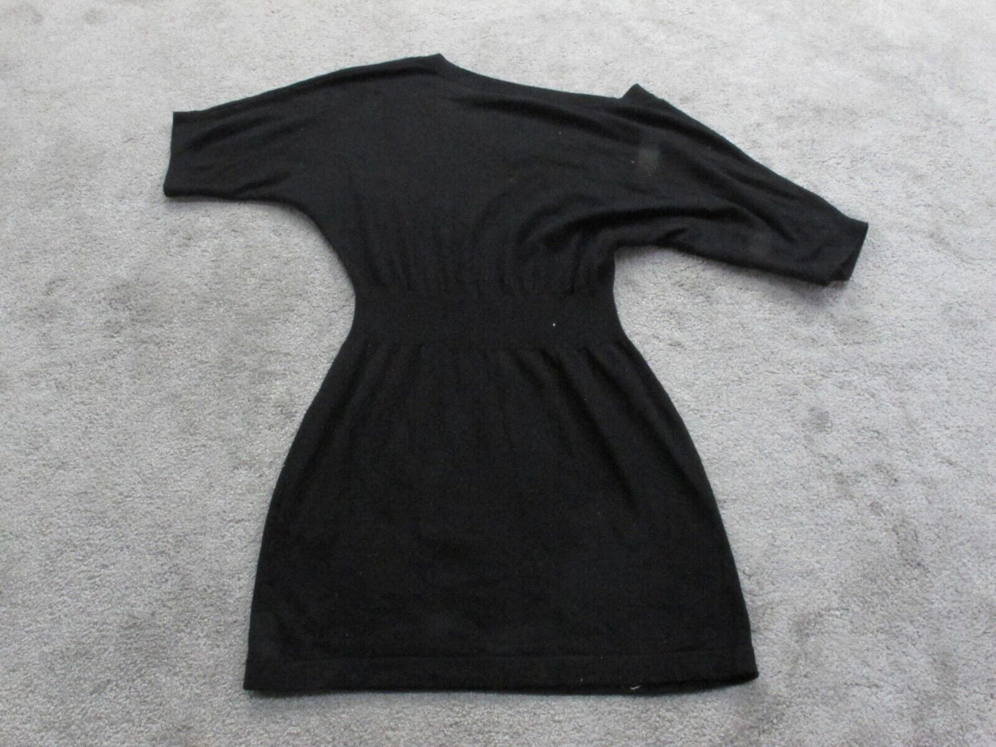 Express Women Pullover Sweater Knitted Short Sleeve V Neck Black Size X Small