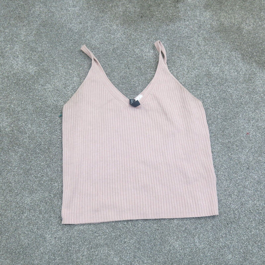 Divided H&M Women Tank Top Spaghetti Strap V Neck Knitted Light Pink Size Medium