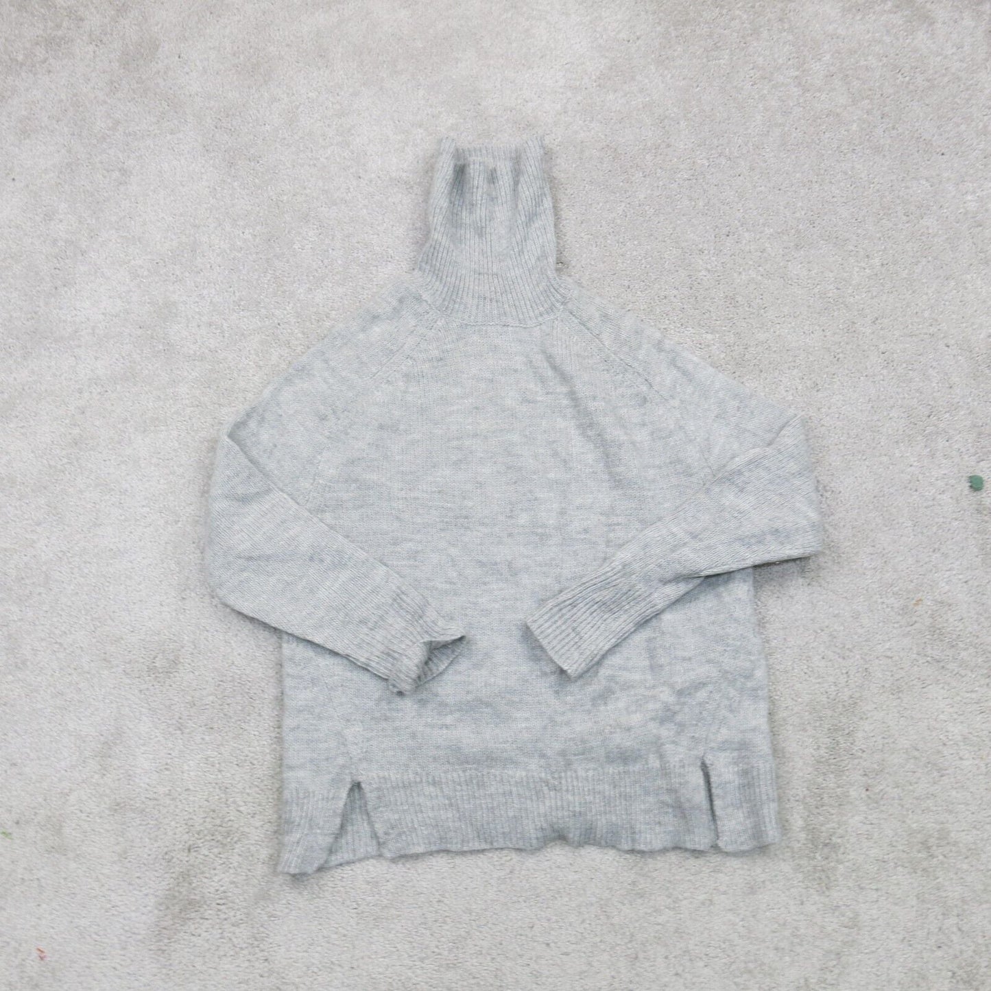 J. Crew Womens Pullover Sweater Turtleneck Side Slit Heather Gray Size Small