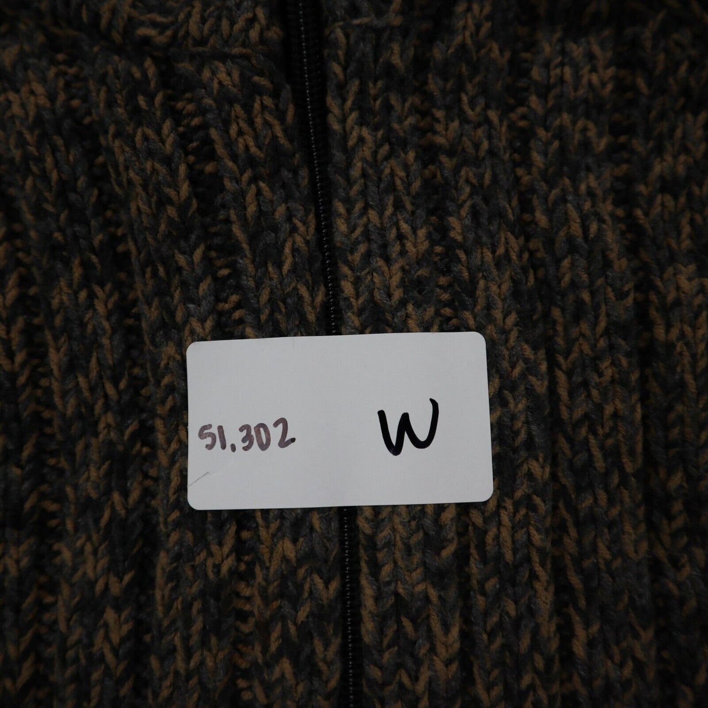 Express Women Full Zip Sweater Knitted Long Sleeves Mock Neck Brown Black Medium