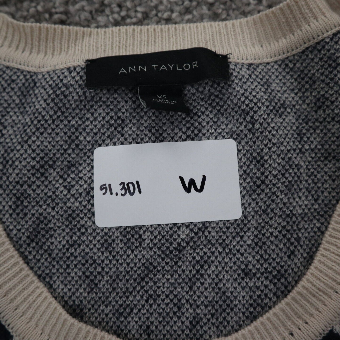 Ann Taylor Women Sweater Dress Scoop Neck Leopard Print Black White Size X Small