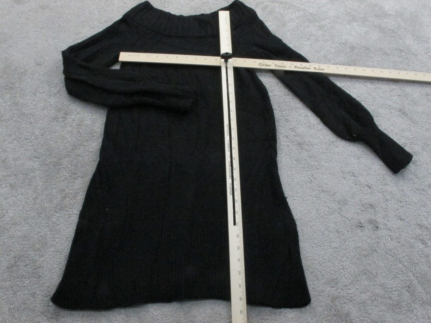 Womens Pullover Sweater Knitted Long Sleeves Mock Neck Black Size XS