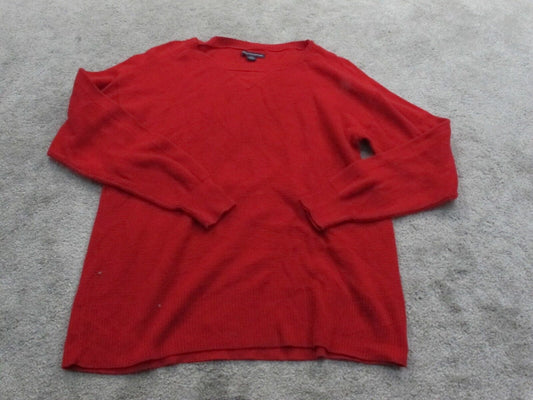 American Eagle Women Pullover Sweater Knitted Long Sleeves Crew Neck Red Size S
