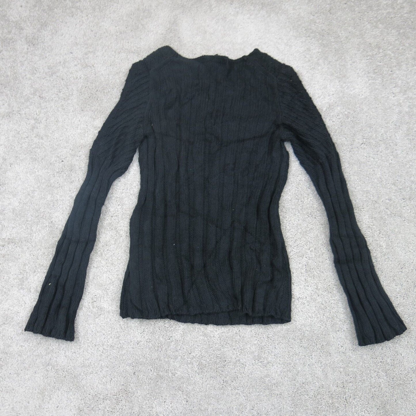 Express Women Pullover Sweater Long Sleeve Lace up Cotton Black Size Small