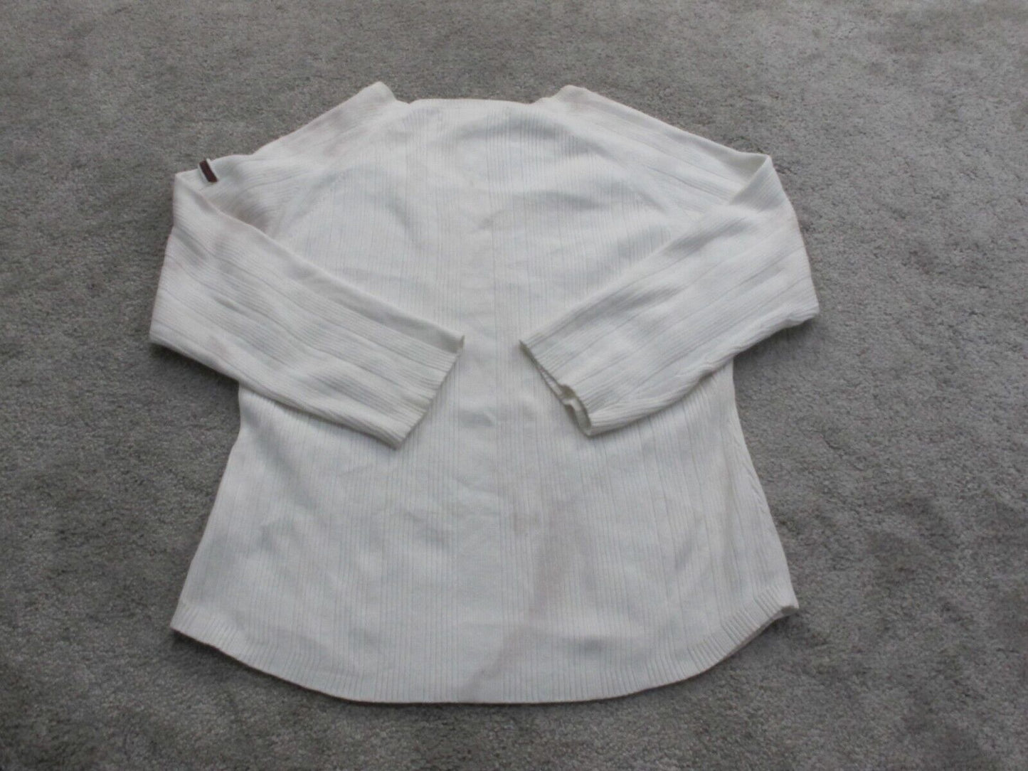 Tommy Hilfiger Womens Pullover Sweater V Neck Long Sleeve Logo White Size Large