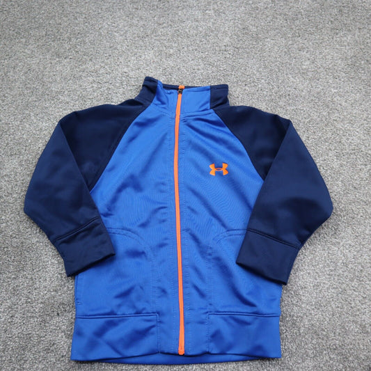 Under Armour Jacket Boys 18M Blue Navy Full Zip Up Long Sleeve Pockets Mock Neck