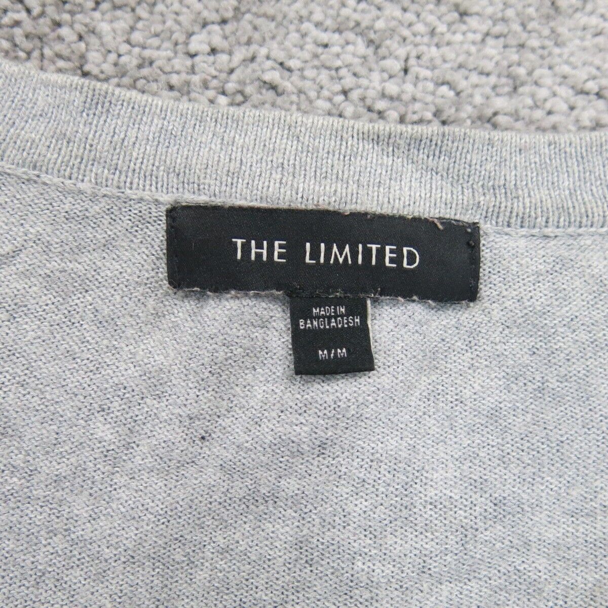 The Limited Womens Cardigan Sweater Stretch 3/4 Sleeves Striped Gray Size Medium