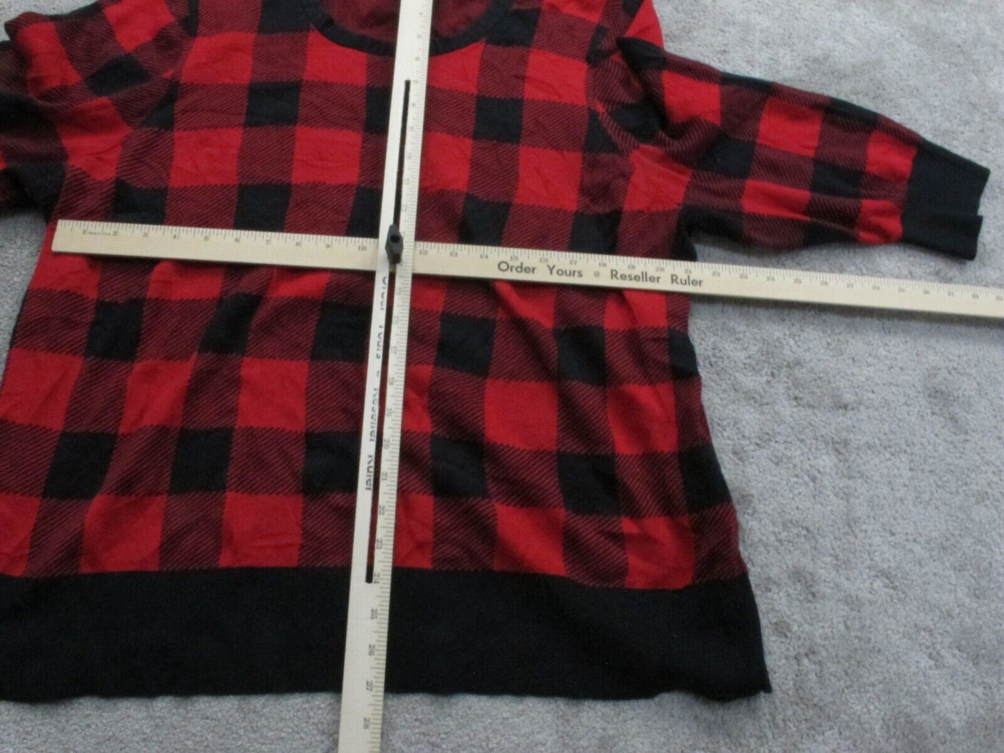 Lands End Women Knitted Sweater 34 Sleeve Round Neck 100% Supima Cotton Red 3X