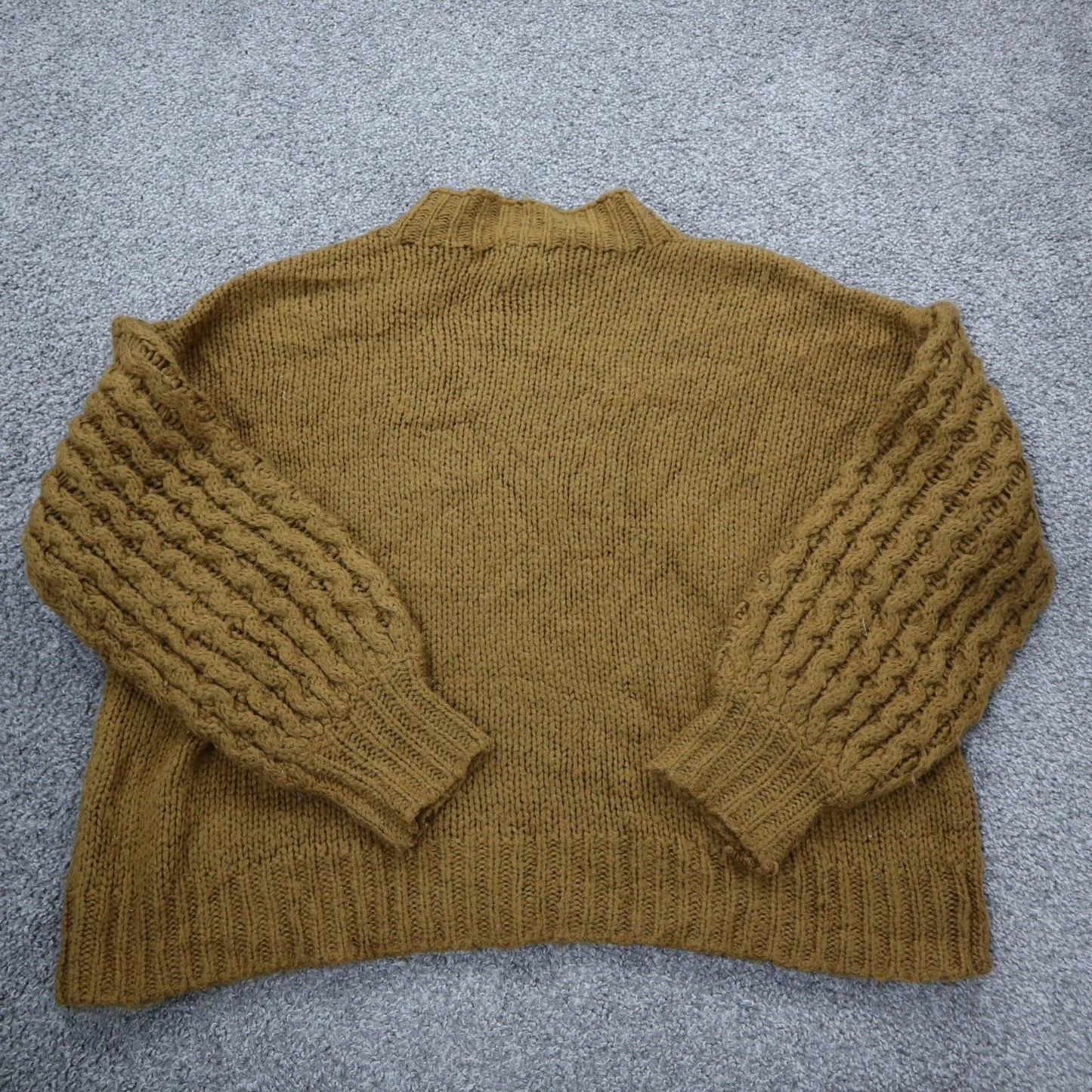 Forever 21 Women Pullover Sweater Knitted Long Sleeve Mock Neck Brown Size Small