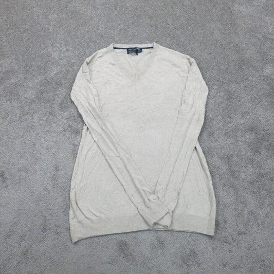 Nautica Womens Pullover Sweater Knitted V-Neck Long Sleeves Ivory Size XXL