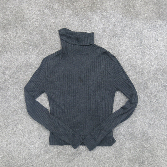 American Eagle Women Pullover Sweater Knitted Long Sleeve Turtle Neck Black SZ L