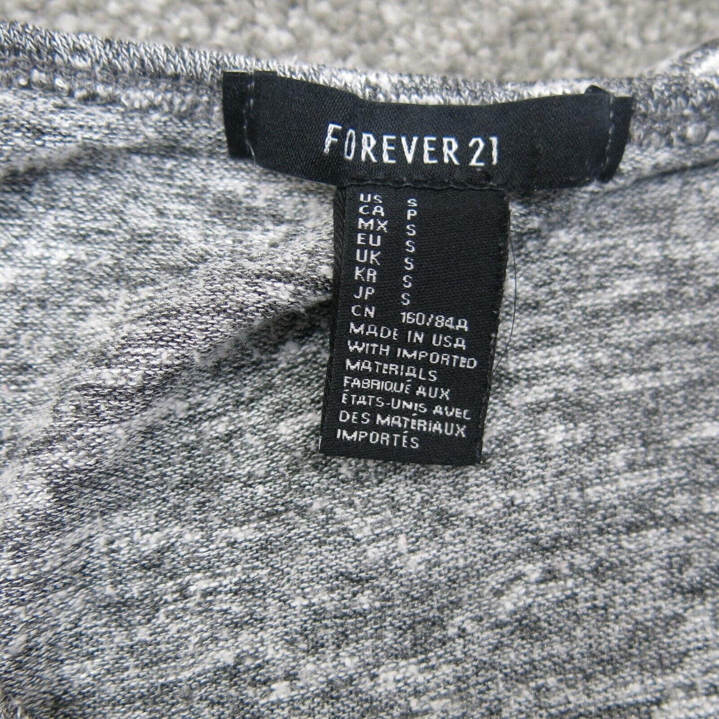 Forever 21 Womens Sweatshirt Round Neck Long Sleeves Heather Gray Size Small