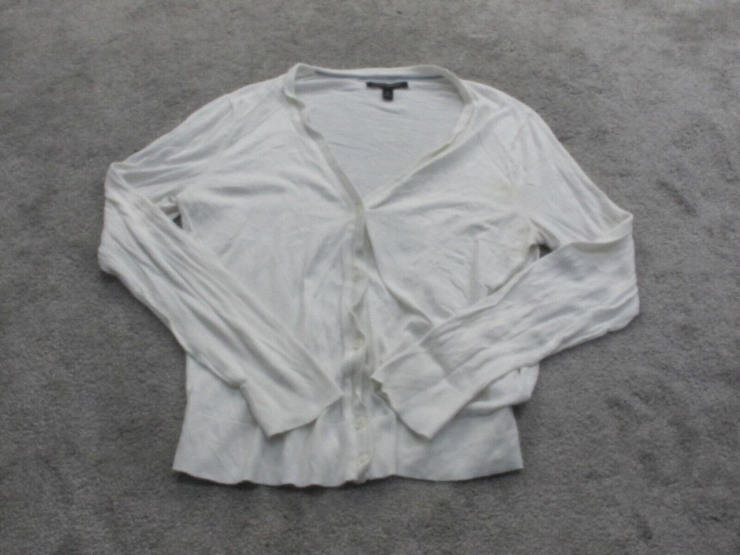 Banana Republic Womens Cardigan Sweater Knitted Open Button Long Sleeve White M