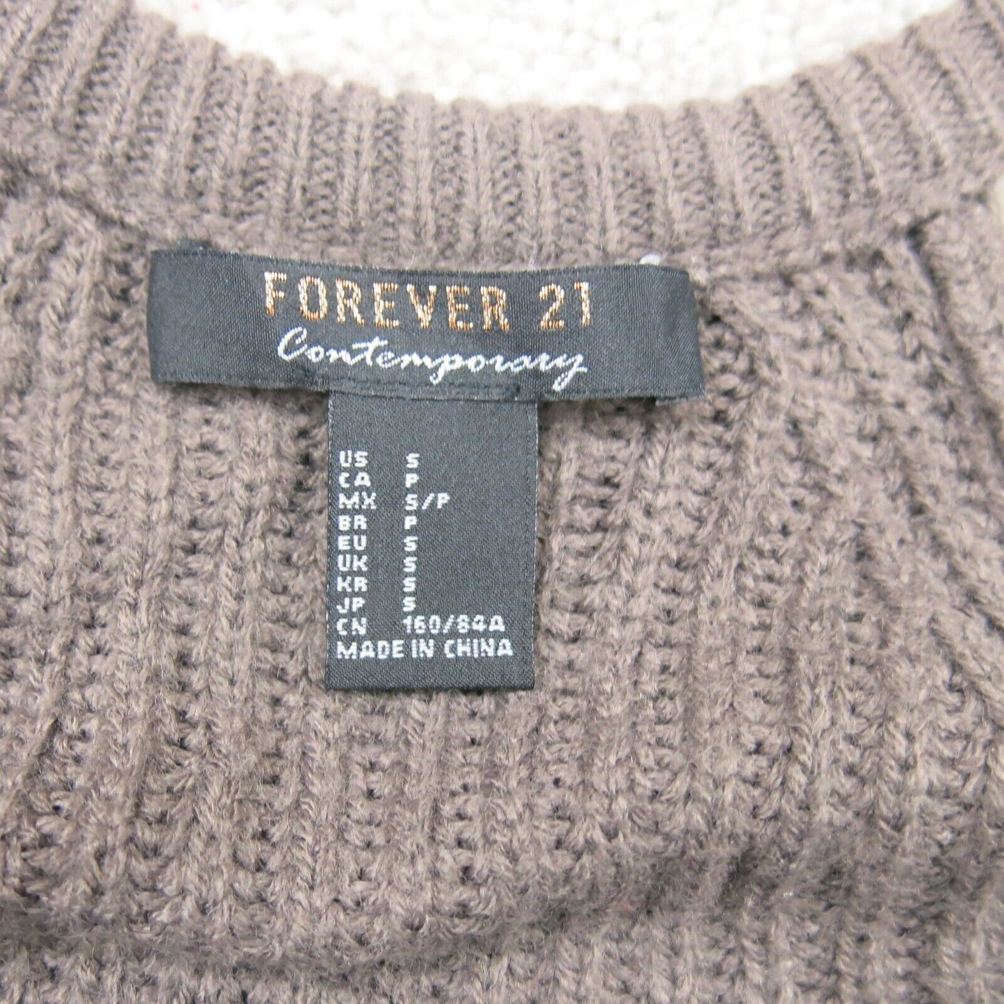 Forever 21 Womens Cold Shoulder Sweater Knitted Long Sleeves Brown Size Small