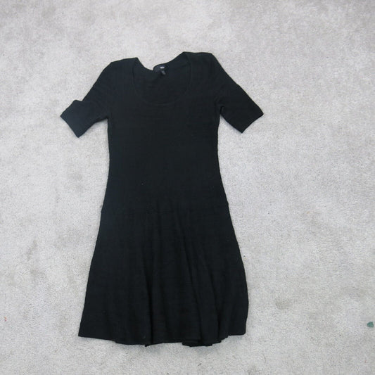 Mossimo Womens Sweater Dress Scoop Neck Short Sleeves Solid Black Size Medium