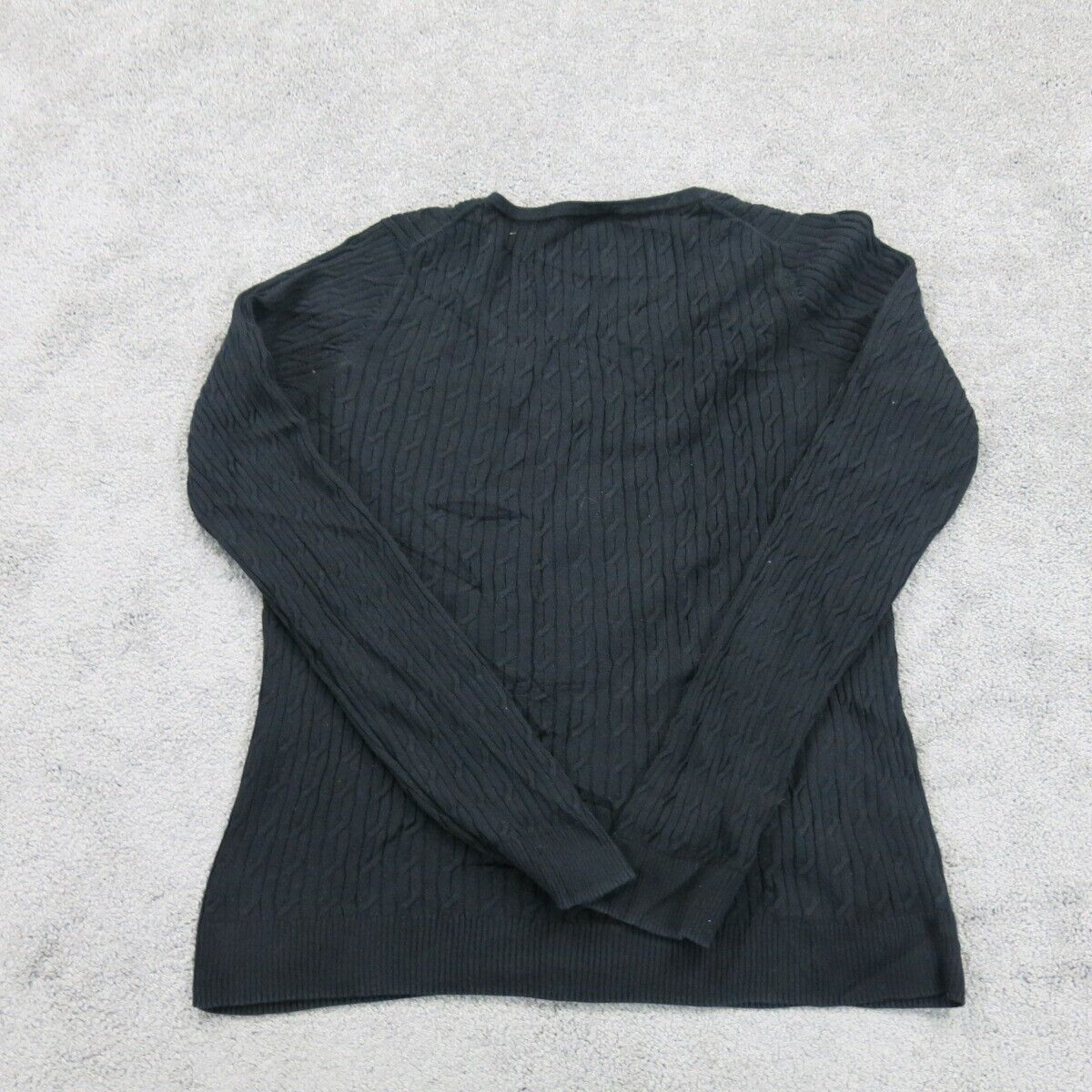 Talbots Women Knitted Sweater Long Sleeve V Neck Pima Cotton Black SZ Medium