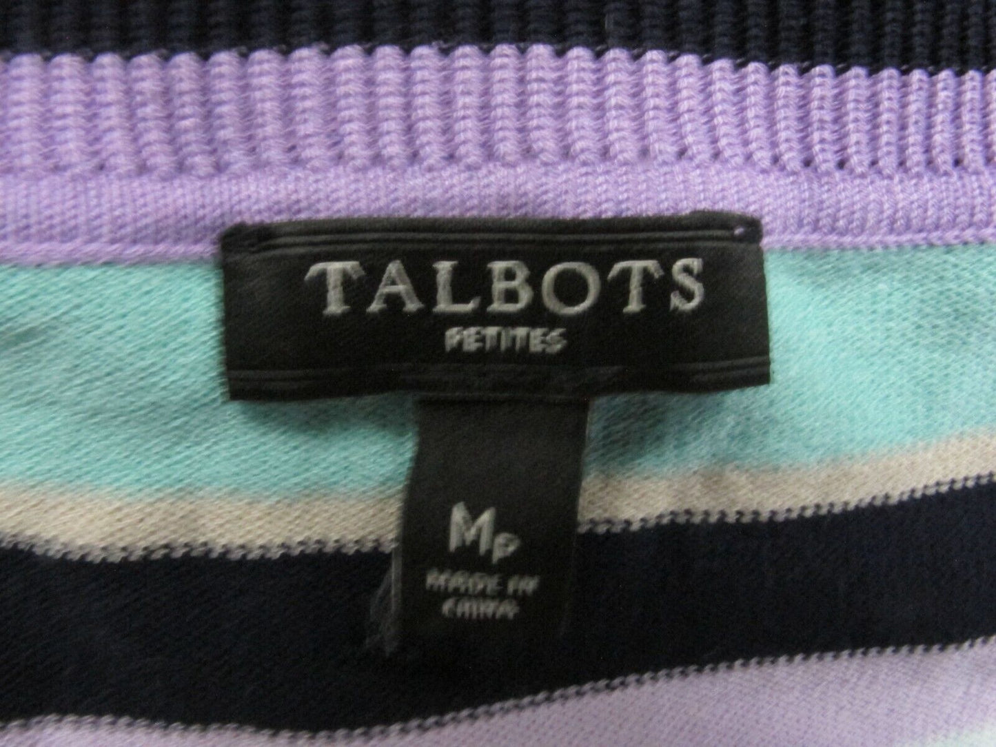 Talbots Womens Pullover Sweater Knitted Striped Long Sleeves Blue White Size MP