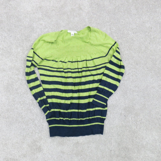 Banana Republic Womens Sweater Pullover Striped Long Sleeves Green Blue Size S
