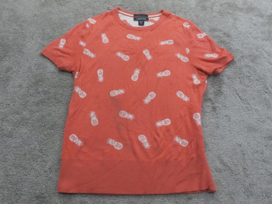 Lands End Women Knitted Sweater Short Sleeve 100% Supima Cotton Orange Size M