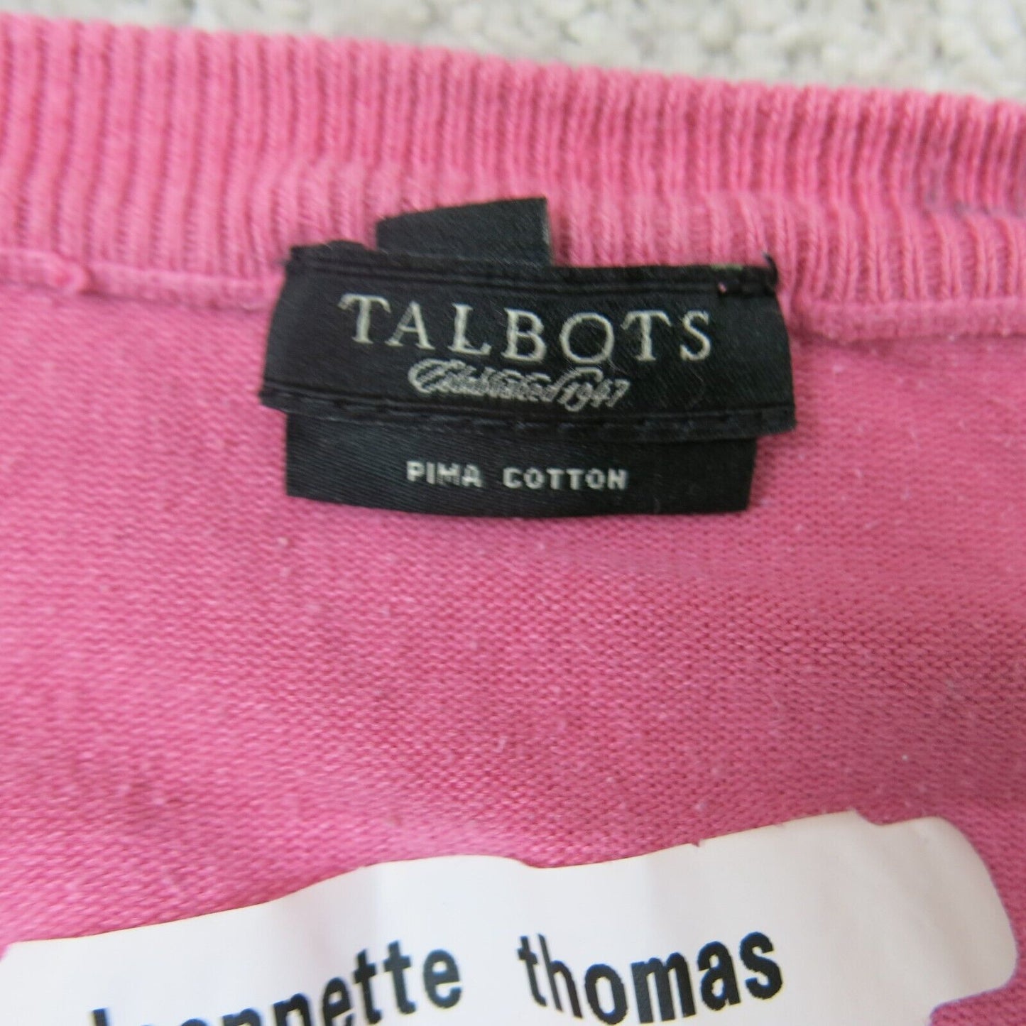 Talbots Womens Cardigan Sweater Jeannette Thomas Pima Cotton Pink SZ ?