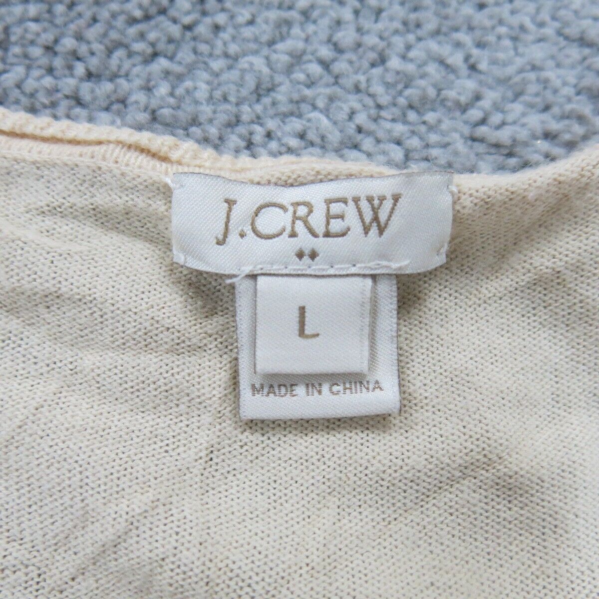 J. Crew Womens Knitted Pullover Sweater Long Sleeves Crew Neck Cream Size Large