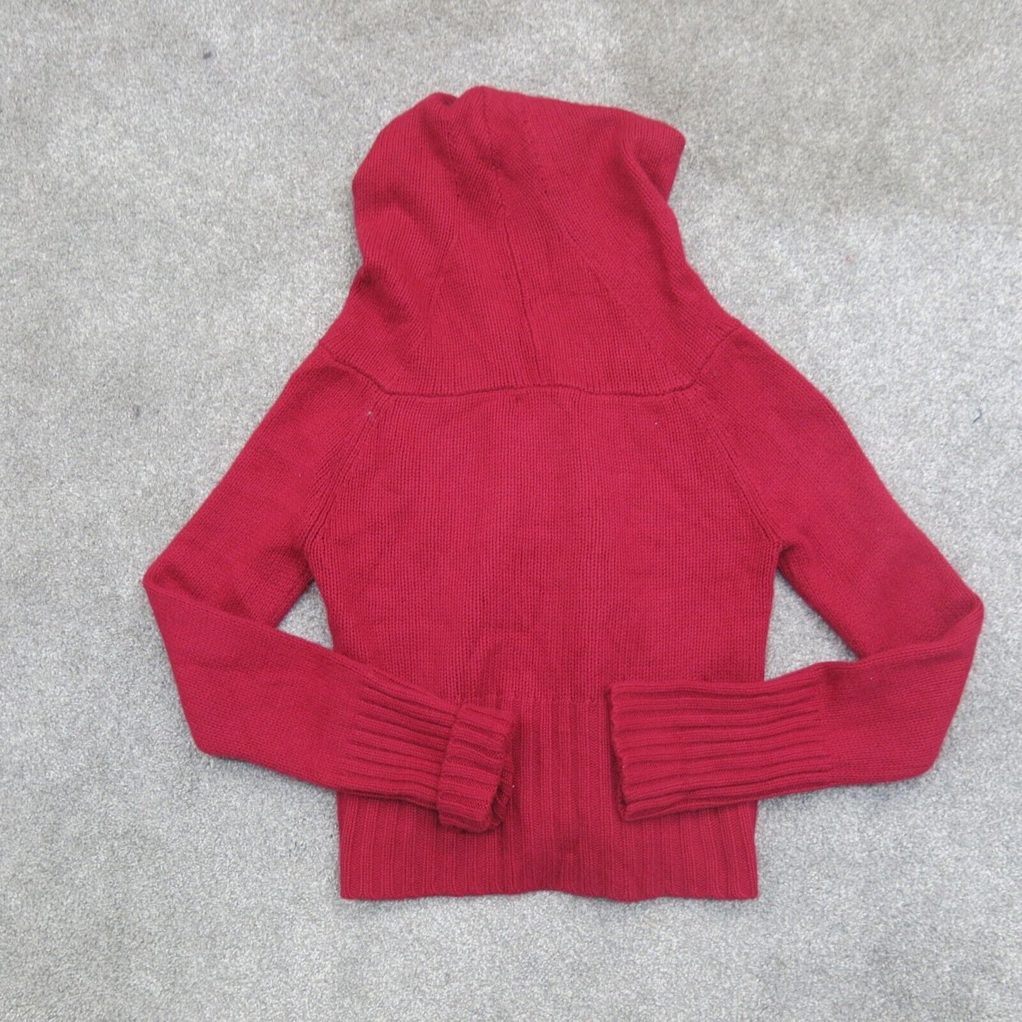 Express Womens Full Zip Up Hooded Sweater Long Sleeves Knitted Red Size Large
