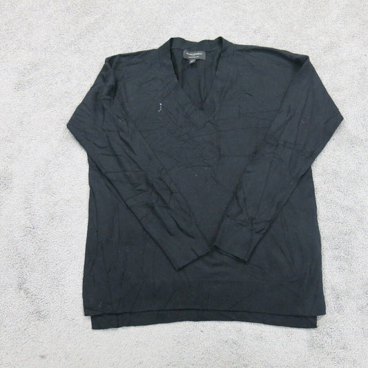 Banana Republic Women Pullover Sweater V-Neck Knitted Long Sleeve Black Size M