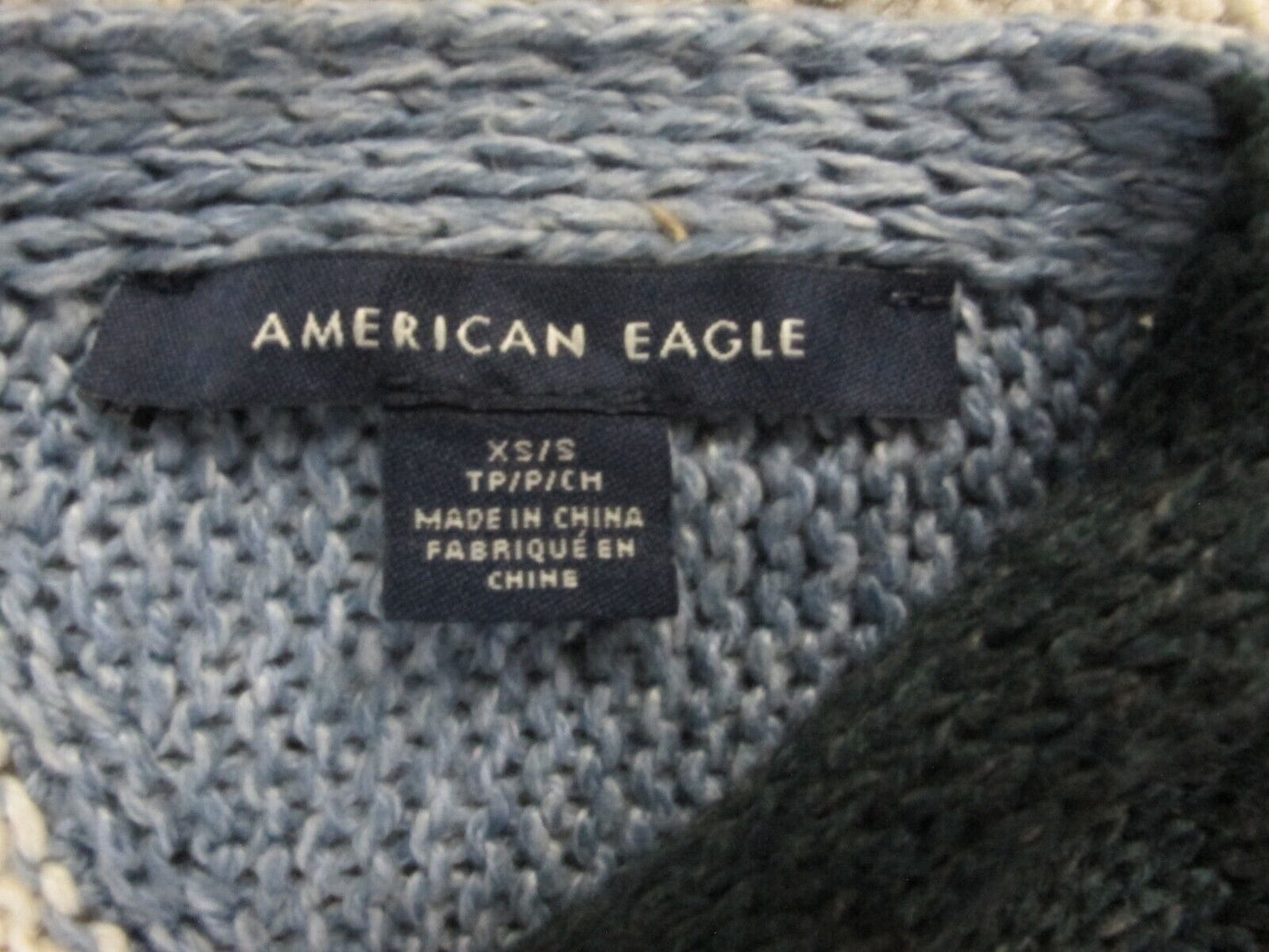 American Eagle Womens Cardigan Sweater Striped Long Sleeves Brown White Size XS